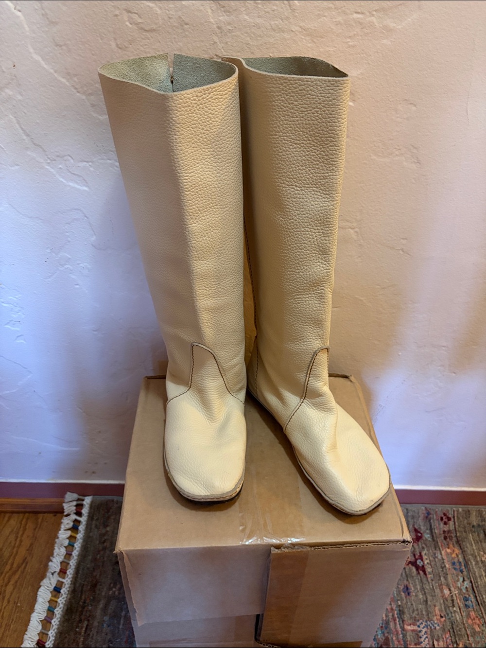 Koos Cream Knee-High Leather Boots